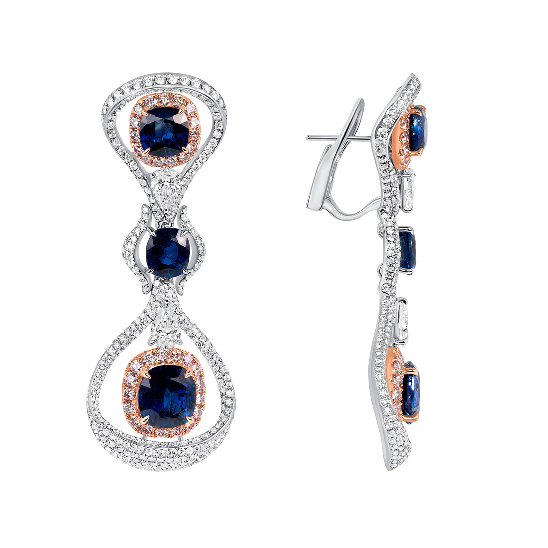 Blue Sapphire & Diamond Dangle Earrings