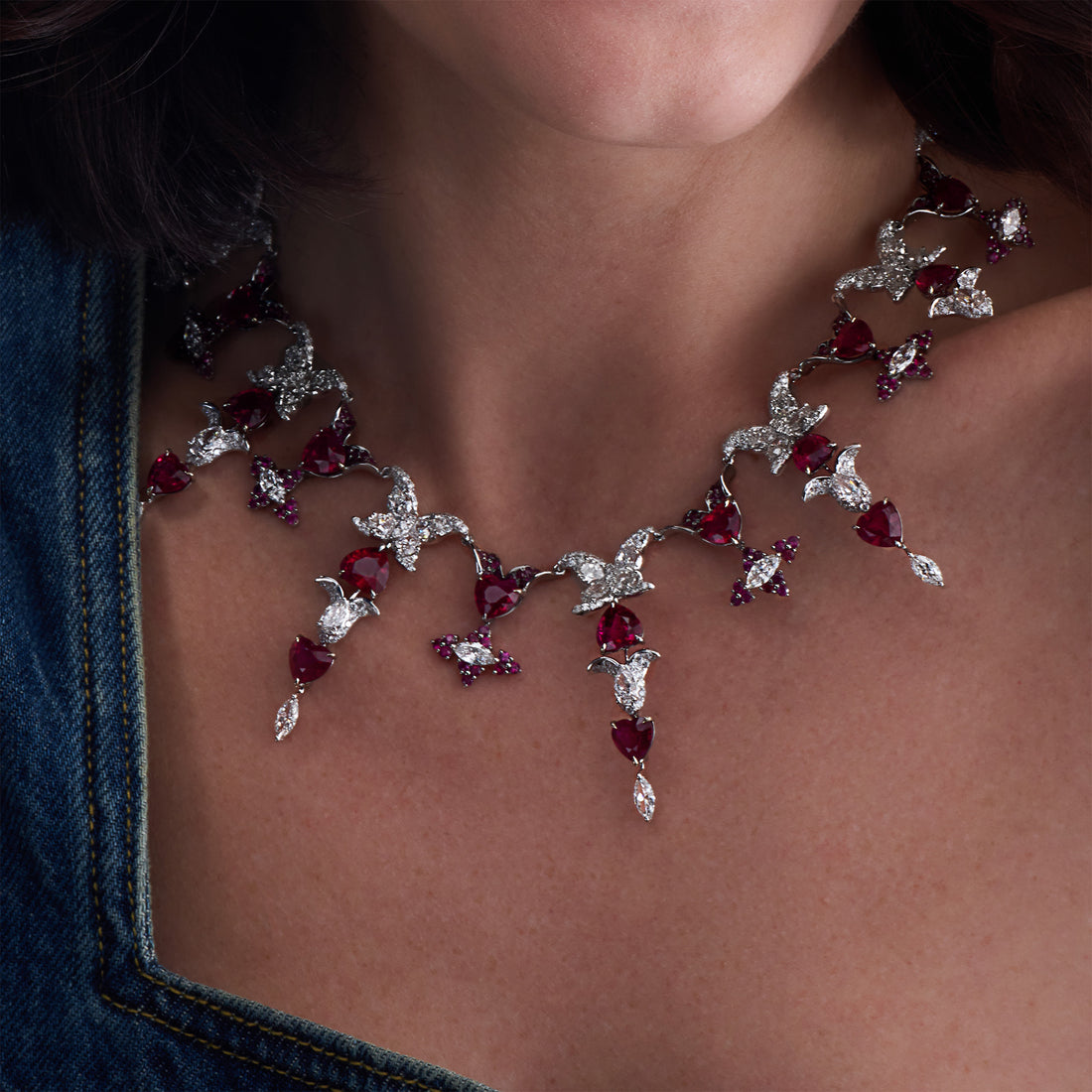 Ruby & Diamond Spike Necklace