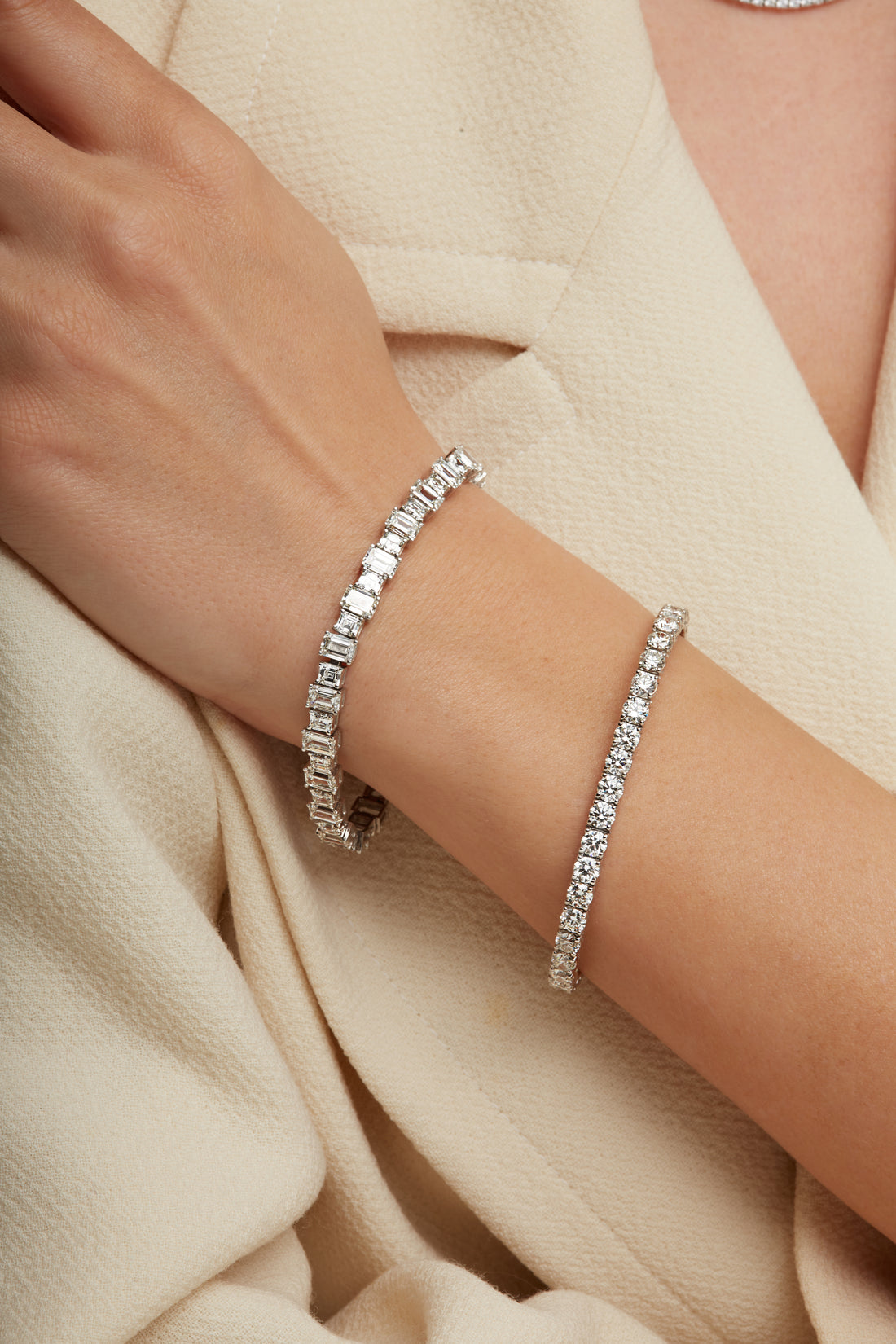18k White Gold Round Brilliant 7.26CT Diamond Tennis Bracelet