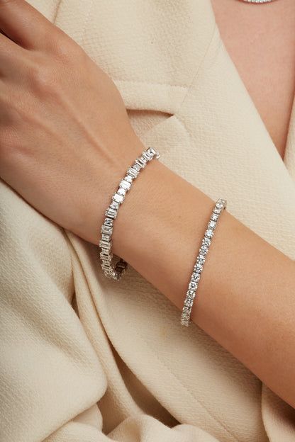 18k White Gold Round Brilliant 7.26CT Diamond Tennis Bracelet