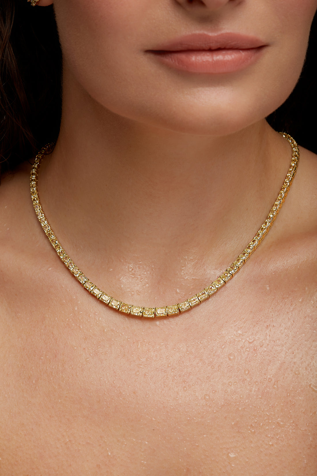 30CT Fancy Radiant Yellow Diamond Tennis Necklace