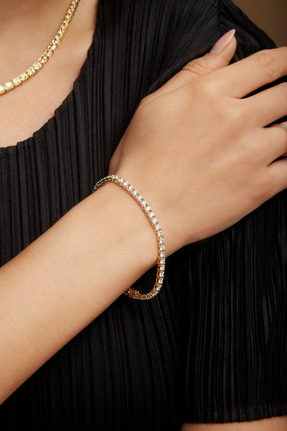18k Yellow Gold Round Brilliant 8.54CT Diamond Tennis Bracelet