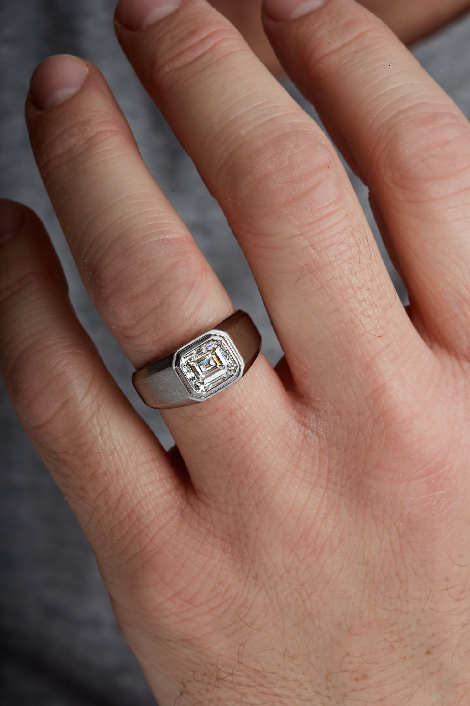 Platinum Emerald Cut Diamond Ring