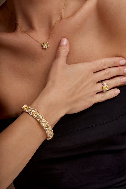 Oval Cut White Sapphire and Diamond Bangle