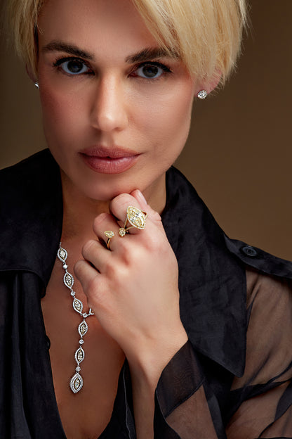 Fancy Yellow Pear Shape Ring