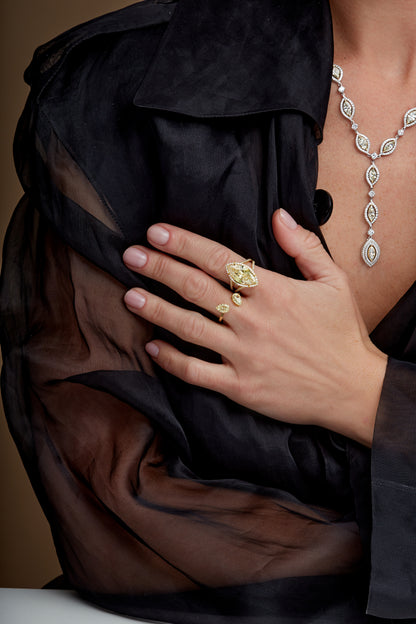 Fancy Yellow Pear Shape Ring