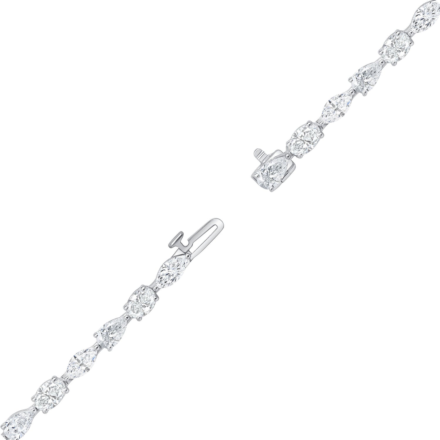 18K White Gold 15.73 CT Mix-cut Diamond Tennis Necklace