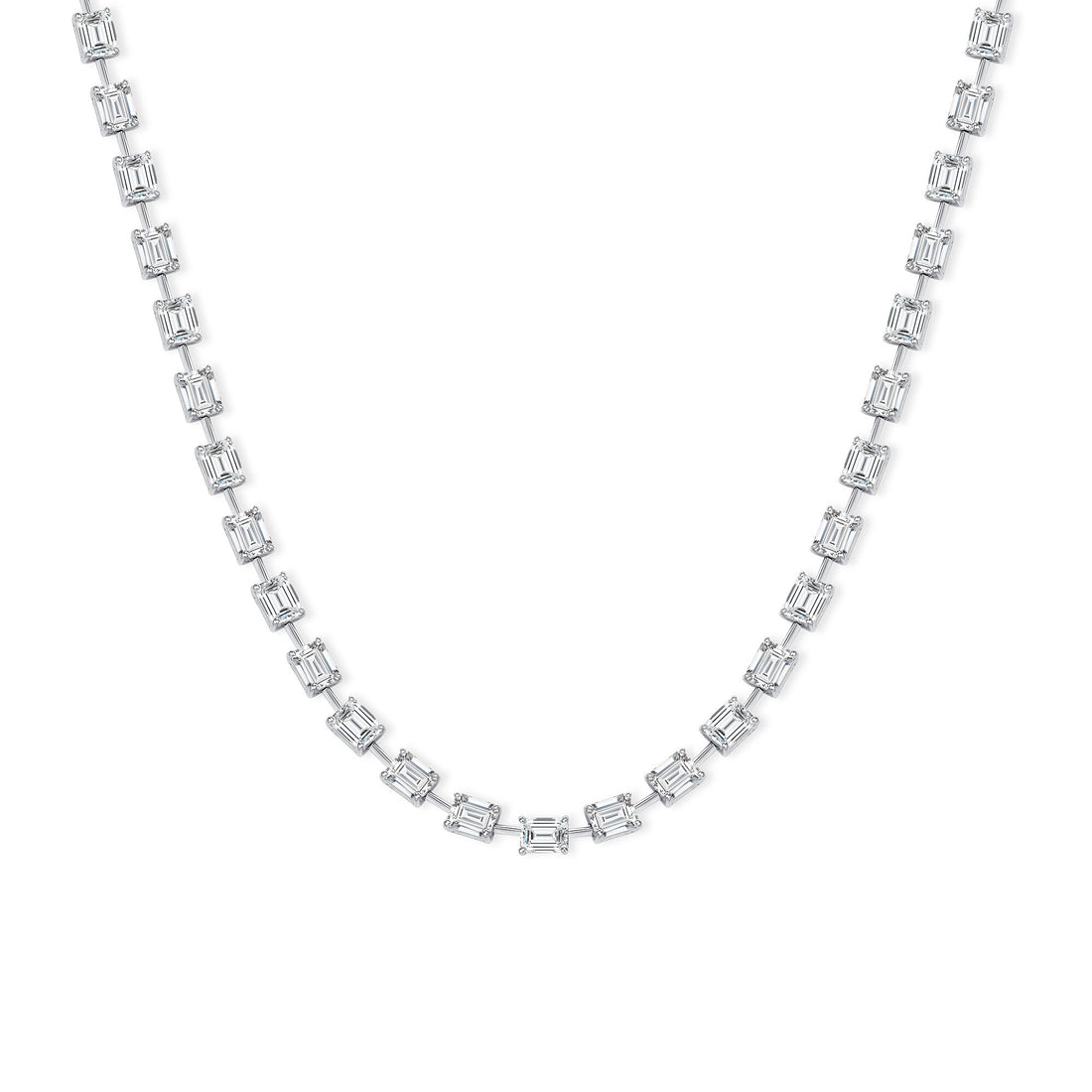 22.68CT Emerald Cut Diamond Tennis Necklace
