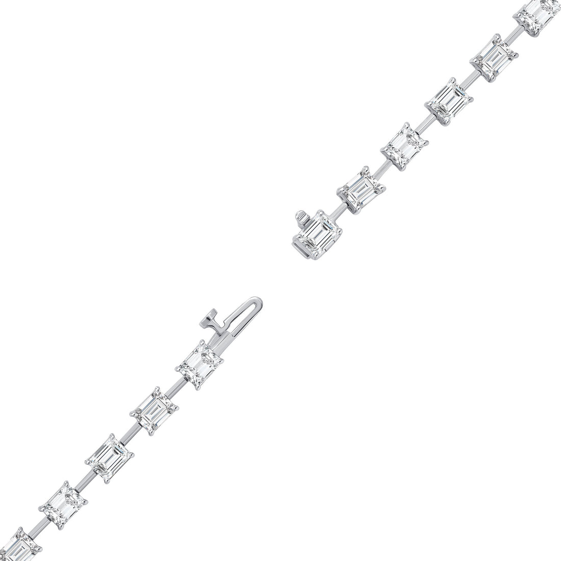 18K White Gold 22.68CT Emerald Cut Diamond Tennis Necklace