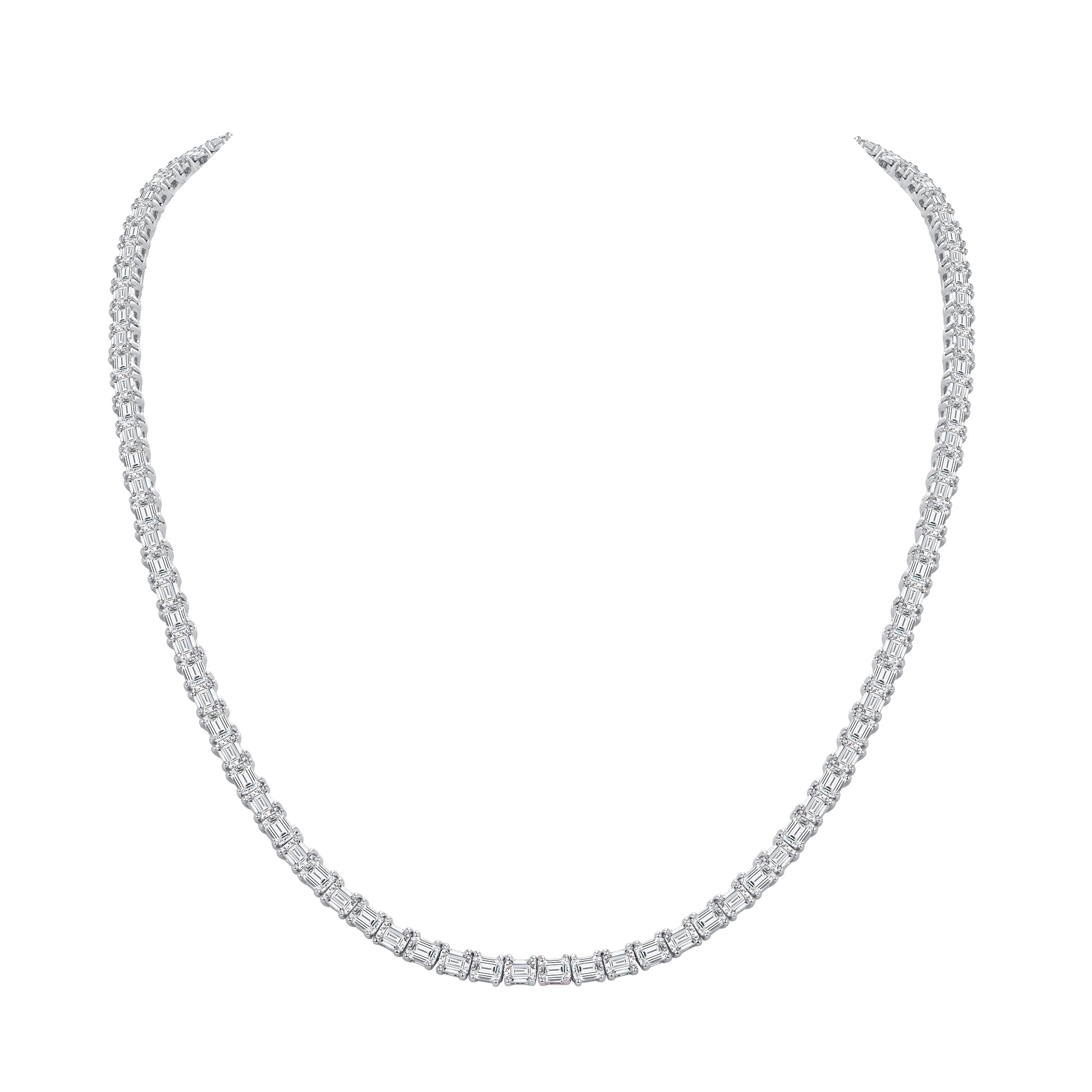 14.40CT Emerald Cut Diamond Tennis Necklace