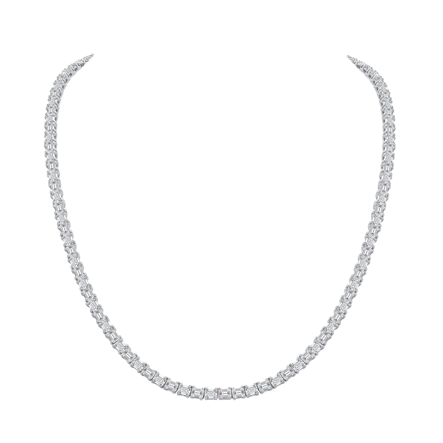 14.40CT Emerald Cut Diamond Tennis Necklace