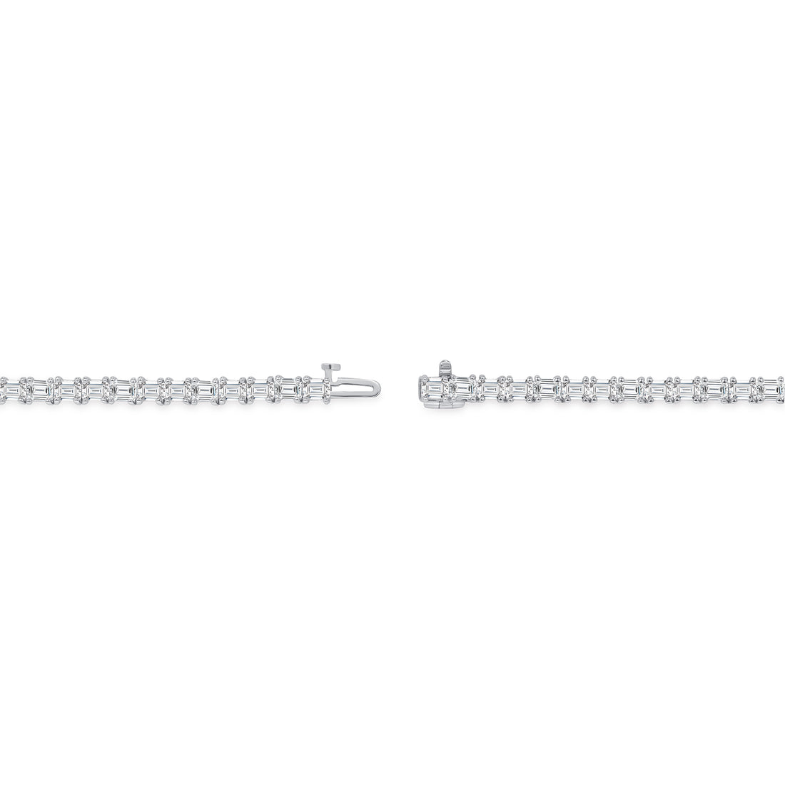 18K White Gold 14.40CT Emerald Cut Diamond Tennis Necklace