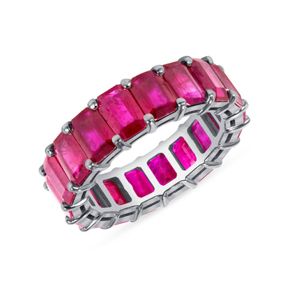 Emerald Cut Burmese Ruby Eternity Band