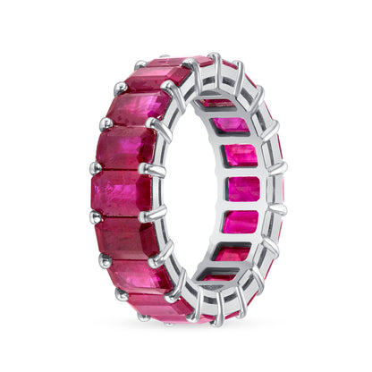 Emerald Cut Burmese Ruby Eternity Band