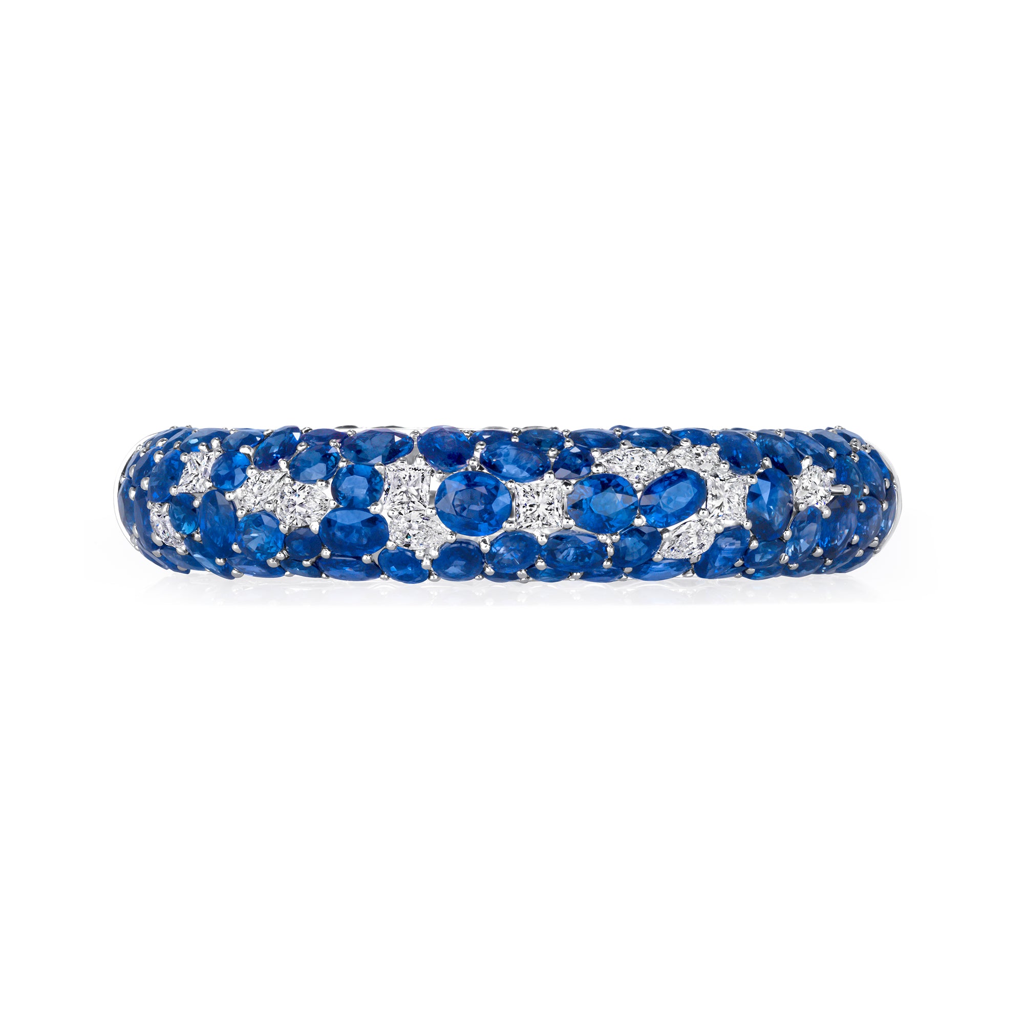 71 CT Mix Cut Sapphire and Diamond Bangle