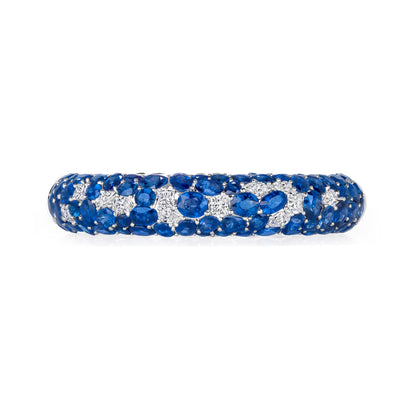 71 CT Mix Cut Sapphire and Diamond Bangle