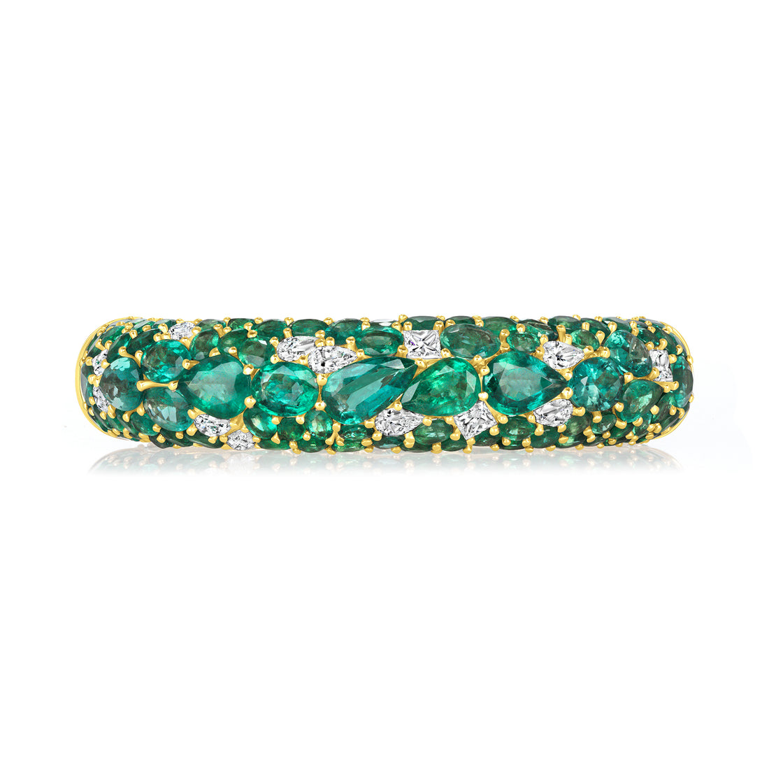 66 CT Mix Cut Emerald and Diamond Bangle