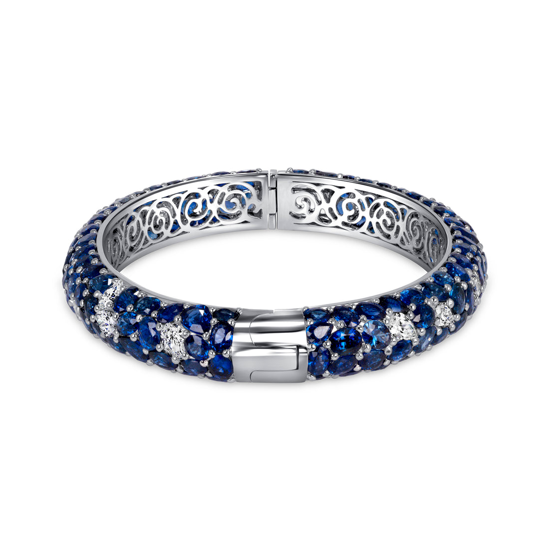 42.26CT Mix Cut Sapphire and Diamond Bangle