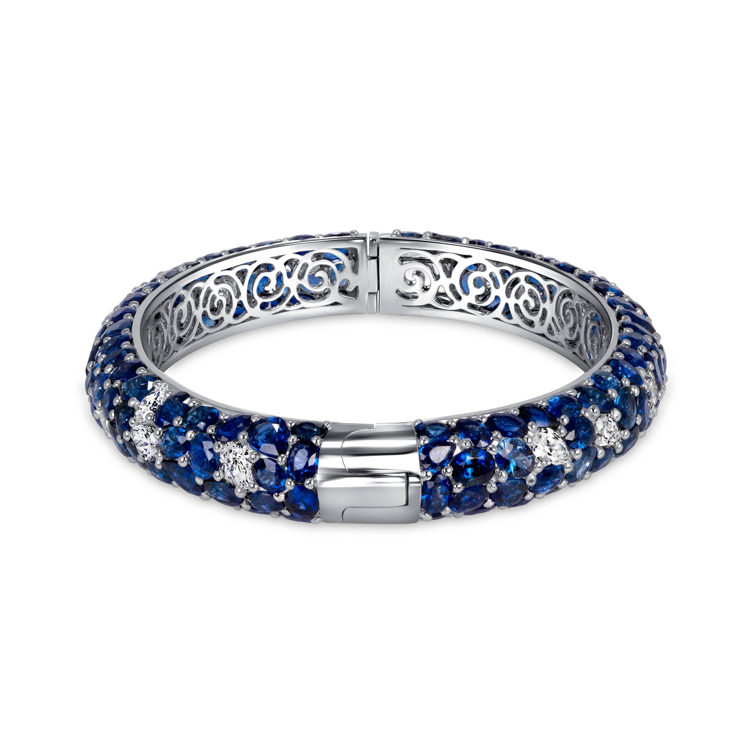 42.26CT Mix Cut Sapphire and Diamond Bangle