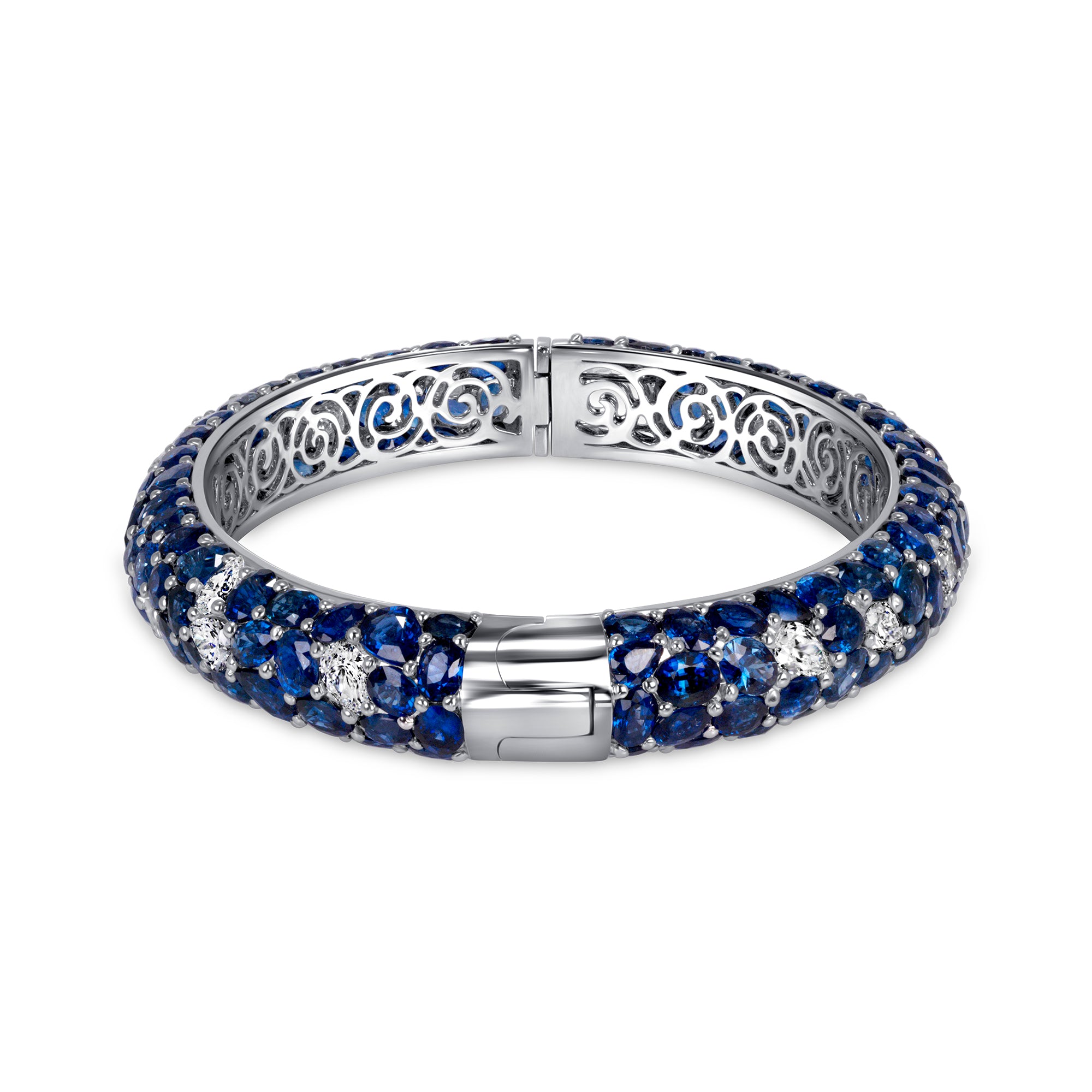 42.26CT Mix Cut Sapphire and Diamond Bangle