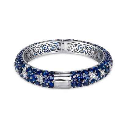 42.26CT Mix Cut Sapphire and Diamond Bangle