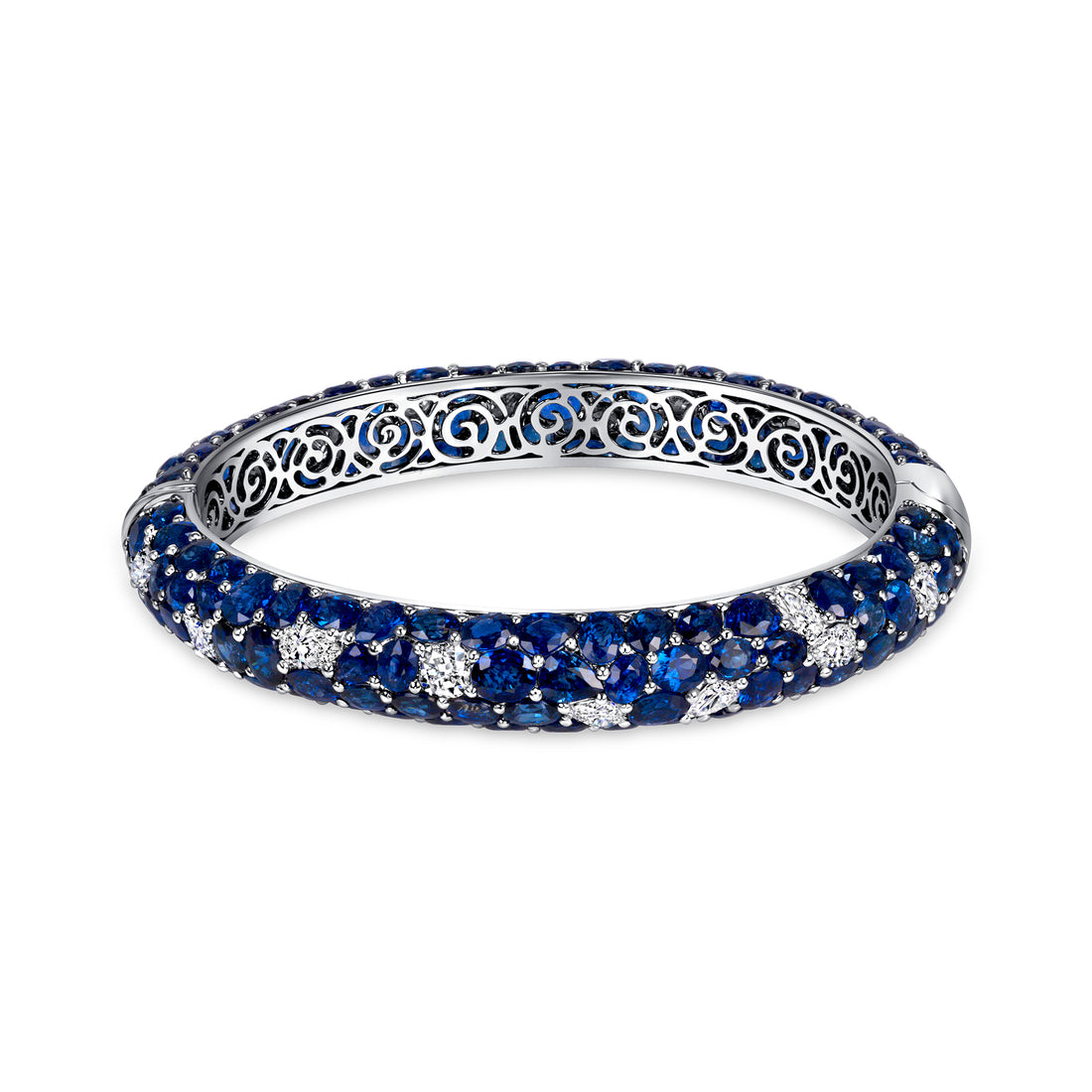 42.26CT Mix Cut Sapphire and Diamond Bangle