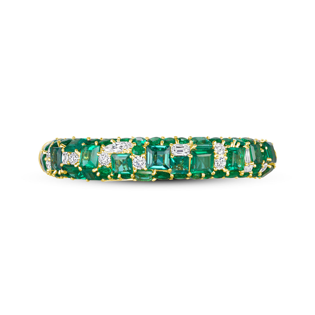 37.3CT Asscher Cut Emerald and Diamond Bangle