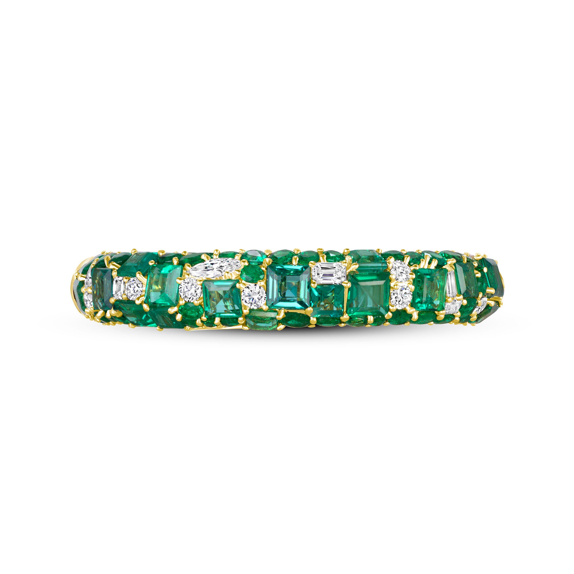 37.3CT Asscher Cut Emerald and Diamond Bangle