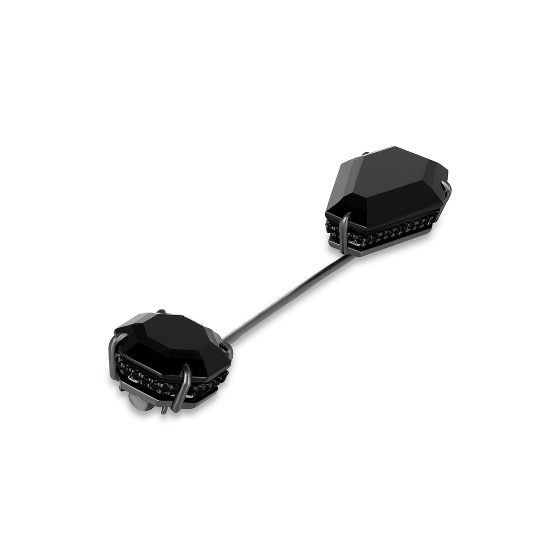 Black Onyx Lapel Pin with Pavé Black Diamond Halo