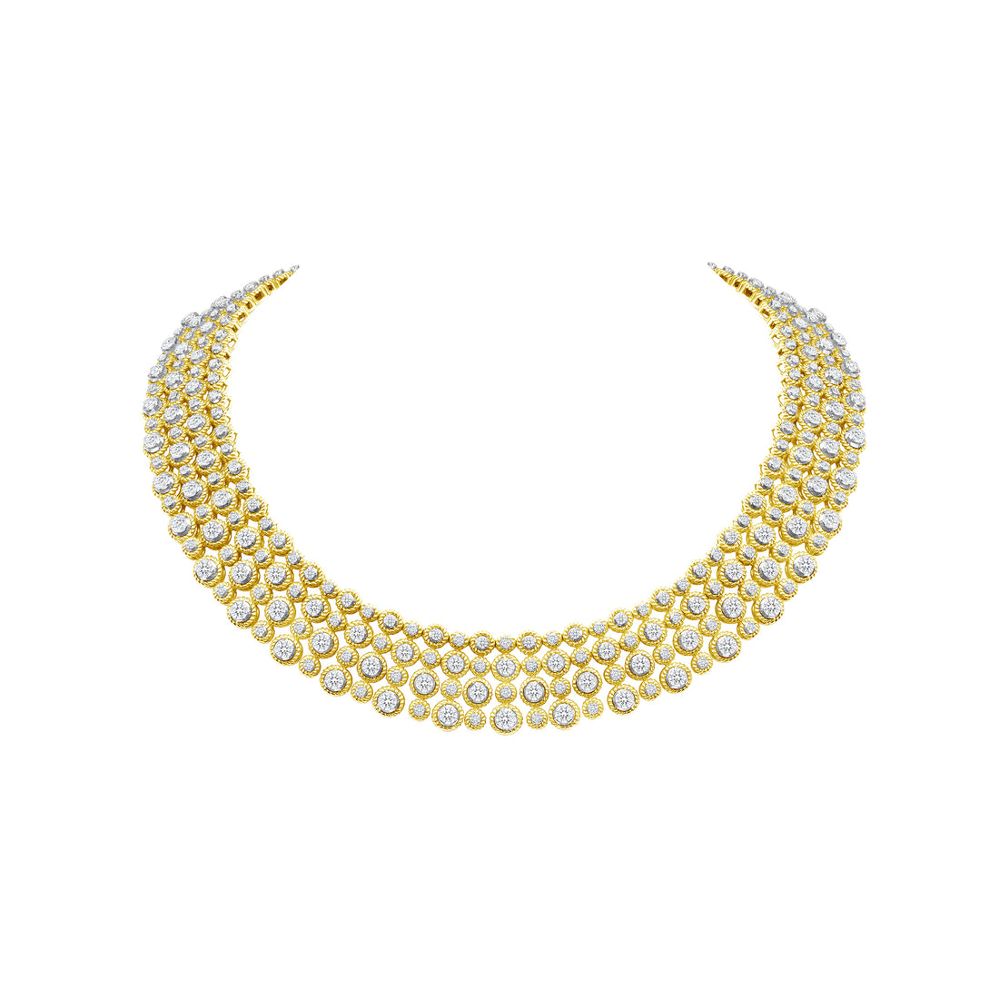 Four Row Round Brilliant Diamond Choker