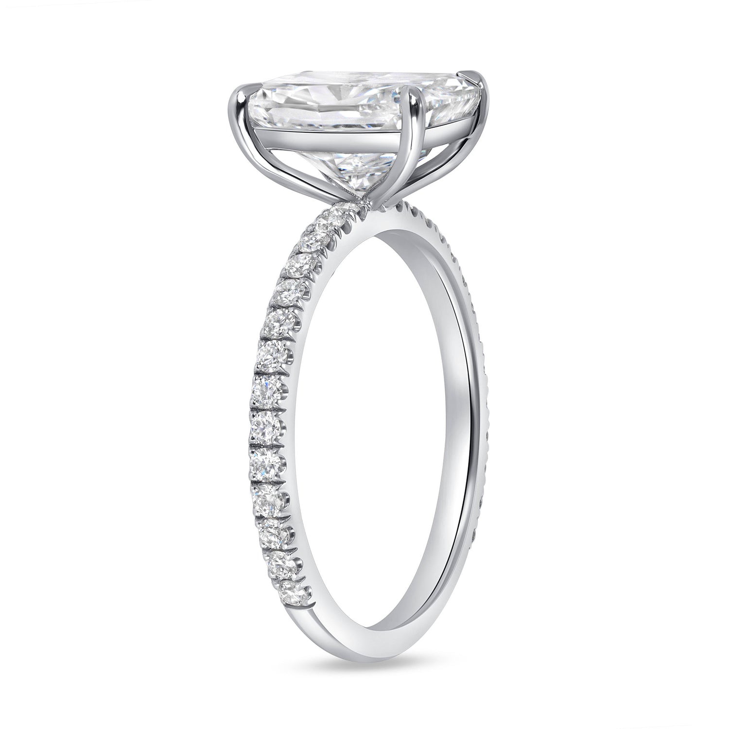 3.4 CT Cushion Cut &amp; Round Brilliant Cut Diamond Ring
