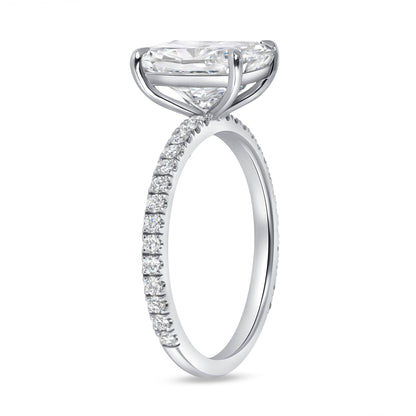 3.4 CT Cushion Cut &amp; Round Brilliant Cut Diamond Ring