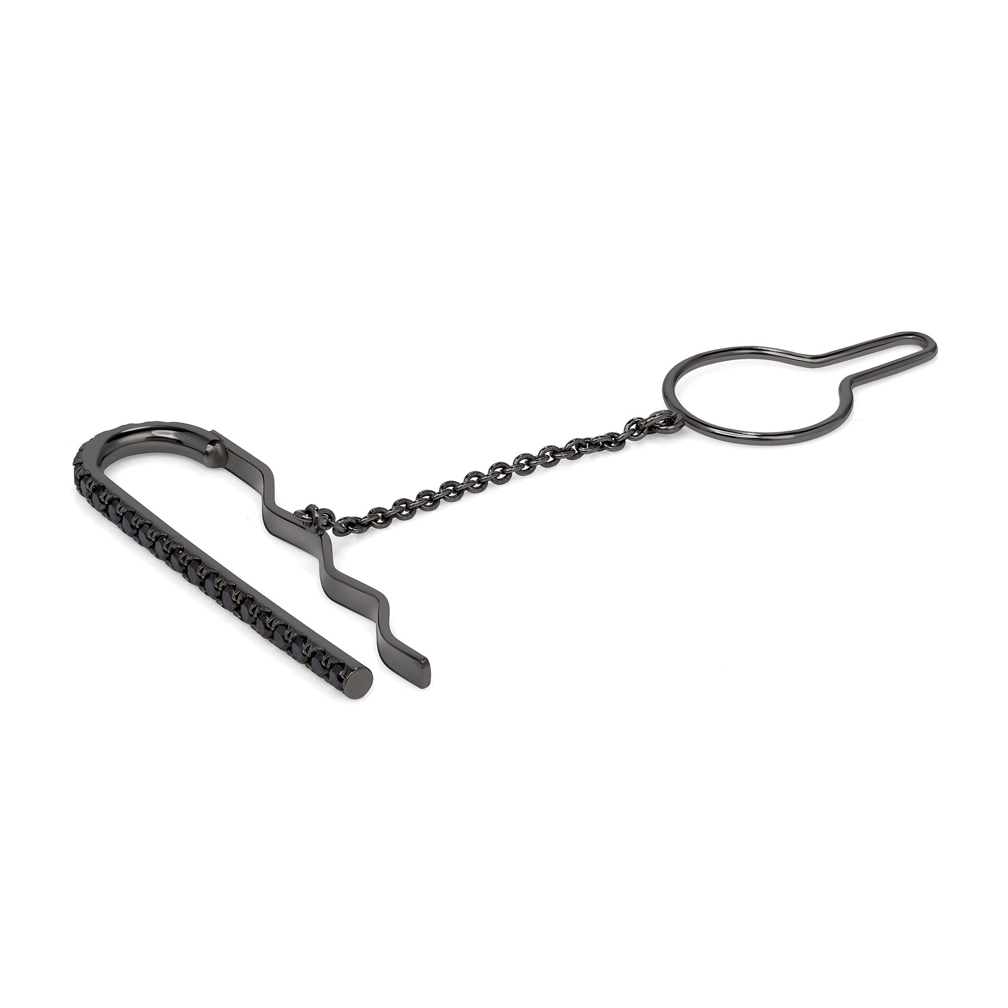 Round Brilliant Cut Black Diamond Tie Bar