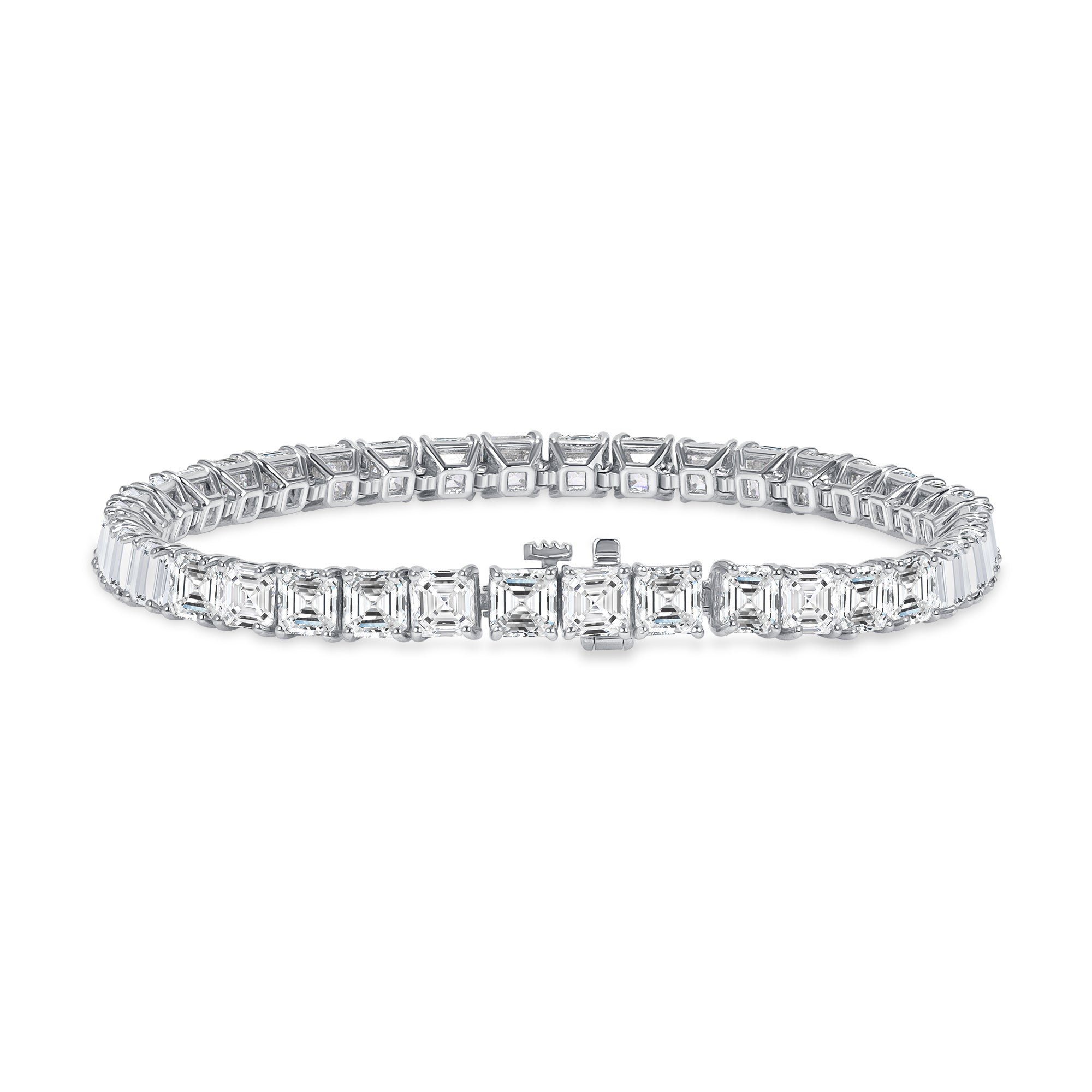 20CT Asscher Cut Diamond Tennis Bracelet