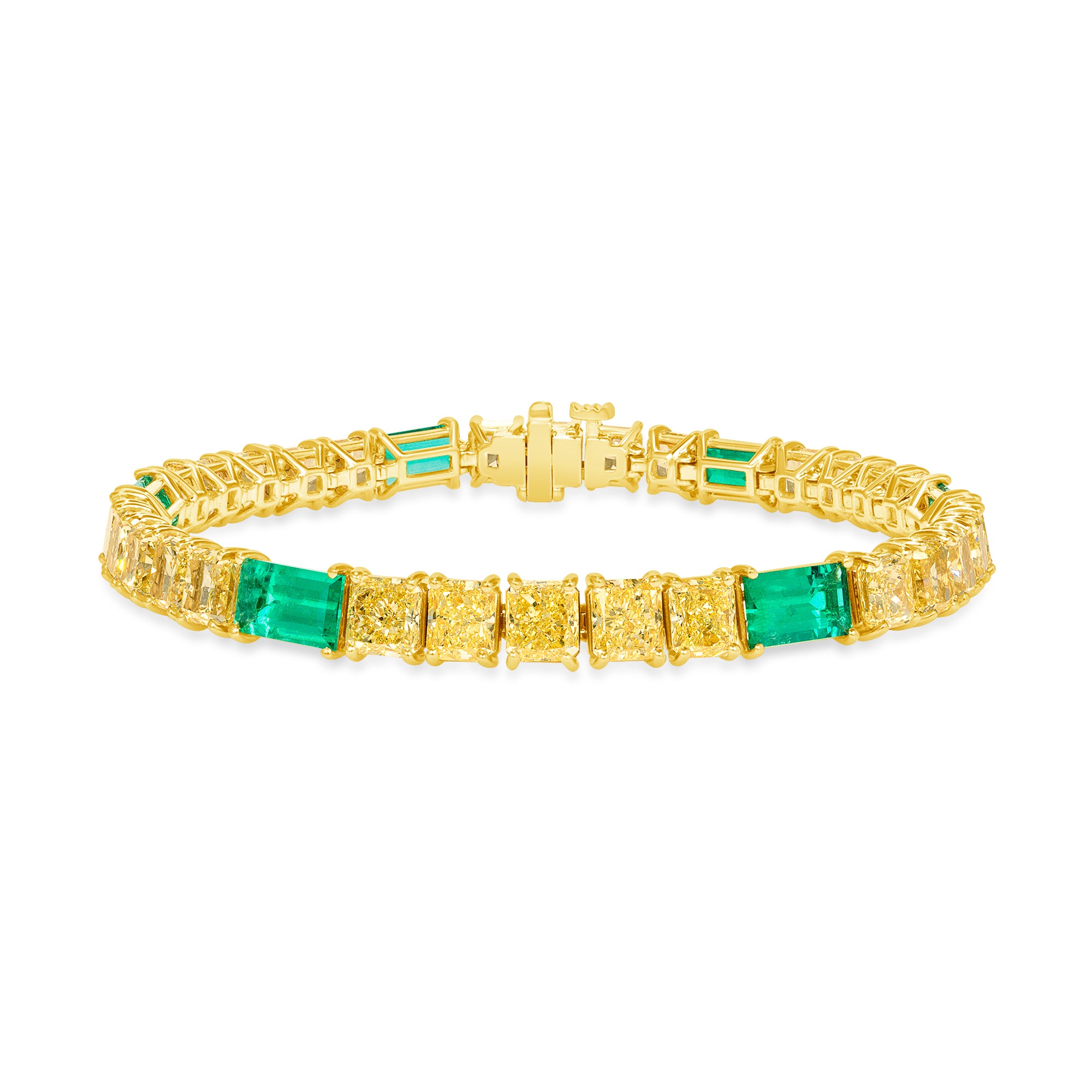 Fancy Yellow Diamond and Colombian Emerald Bracelet