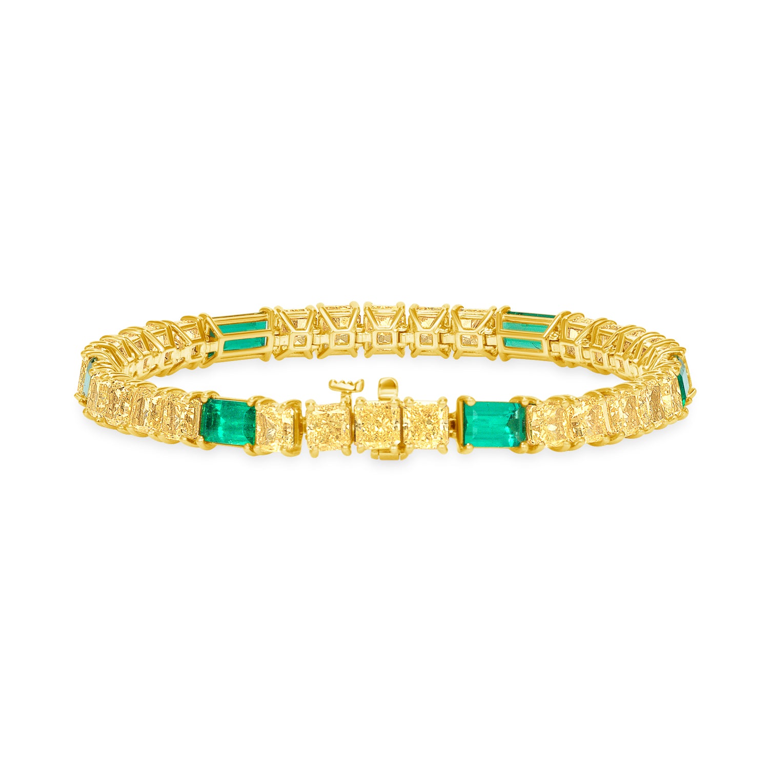 Fancy Yellow Diamond and Colombian Emerald Bracelet