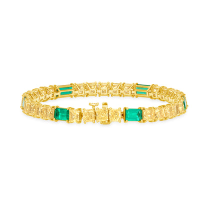 Fancy Yellow Diamond and Colombian Emerald Bracelet