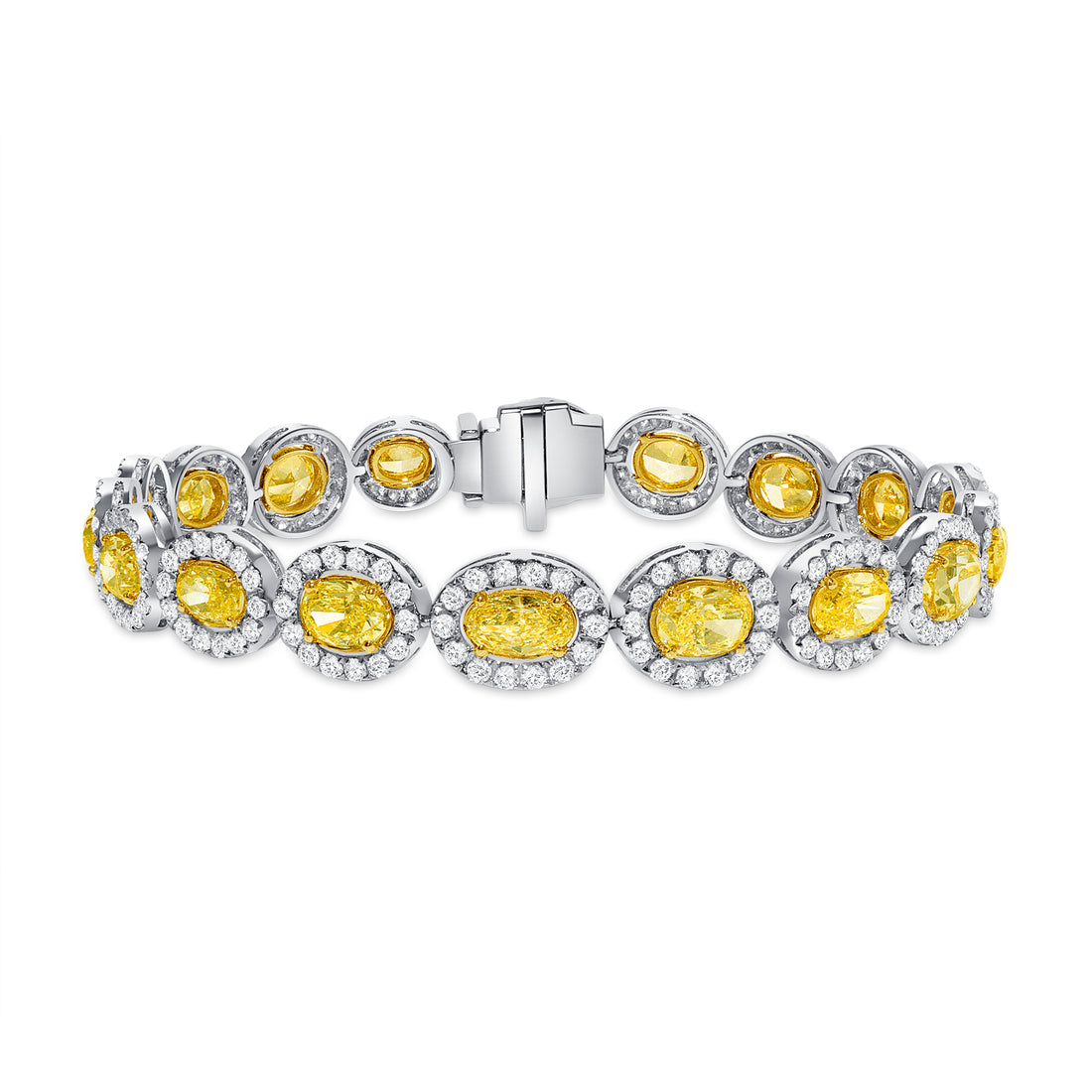 Round Brilliant Diamond and Oval Fancy Yellow Diamond Bracelet