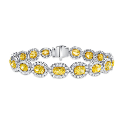 Round Brilliant Diamond and Oval Fancy Yellow Diamond Bracelet