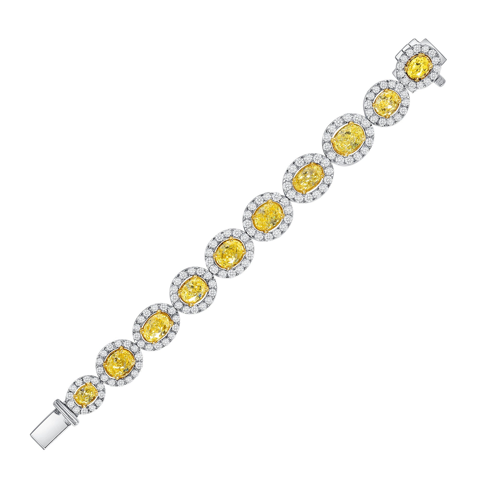 Round Brilliant Diamond and Oval Fancy Yellow Diamond Bracelet