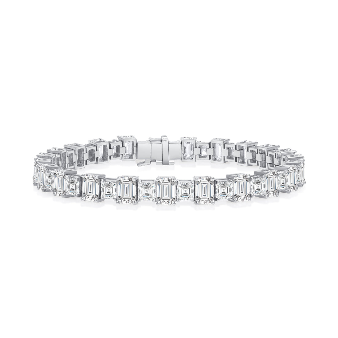 Asscher and Emerald Cut Diamond Tennis Bracelet