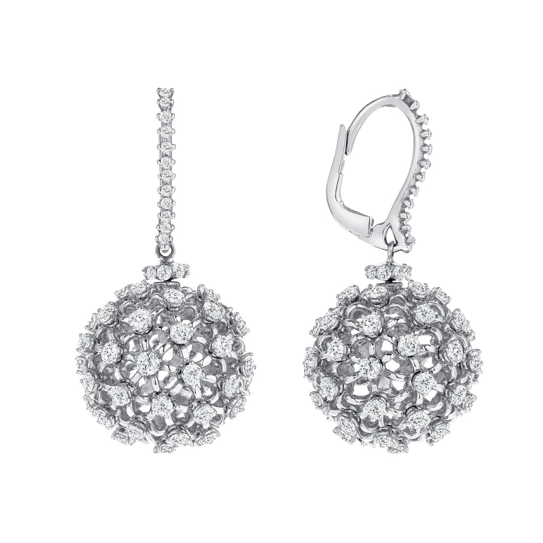 Round Brilliant Diamond Sphere Earrings