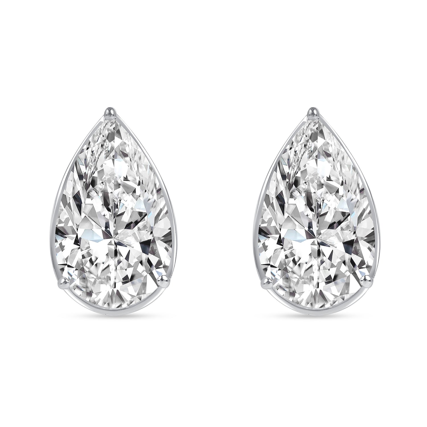 Pear Shape Thin Bezel Diamond Stud Earrings