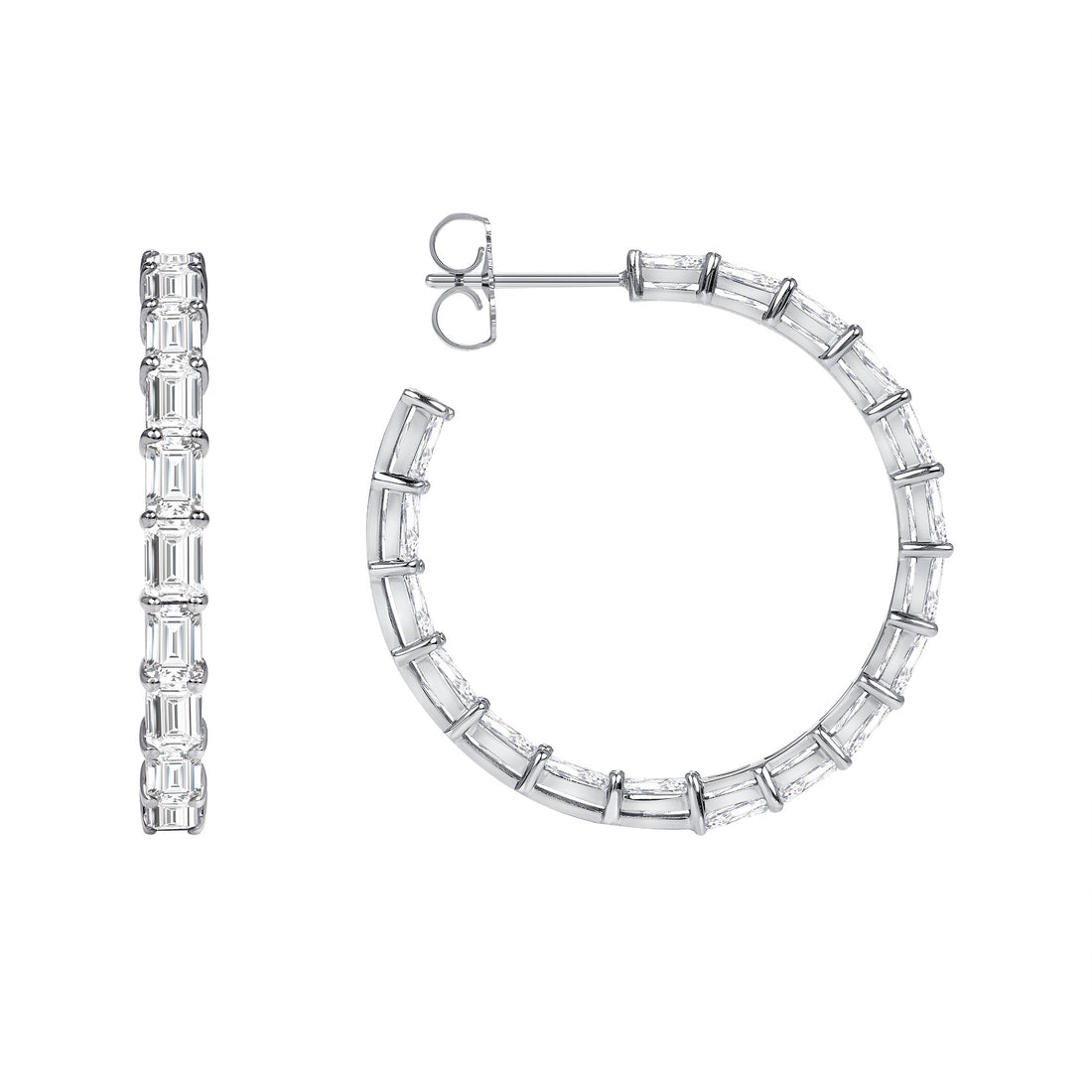 8CT Emerald Cut Diamond Inside-Out Hoop Earrings
