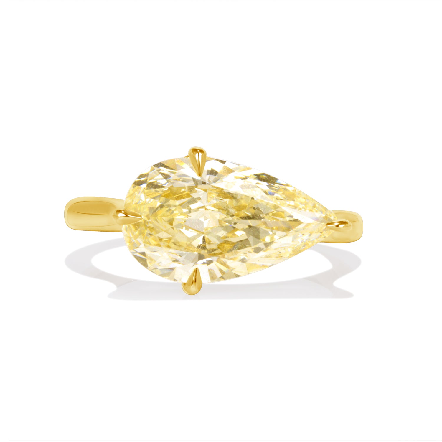 Light Yellow Diamond East West Ring