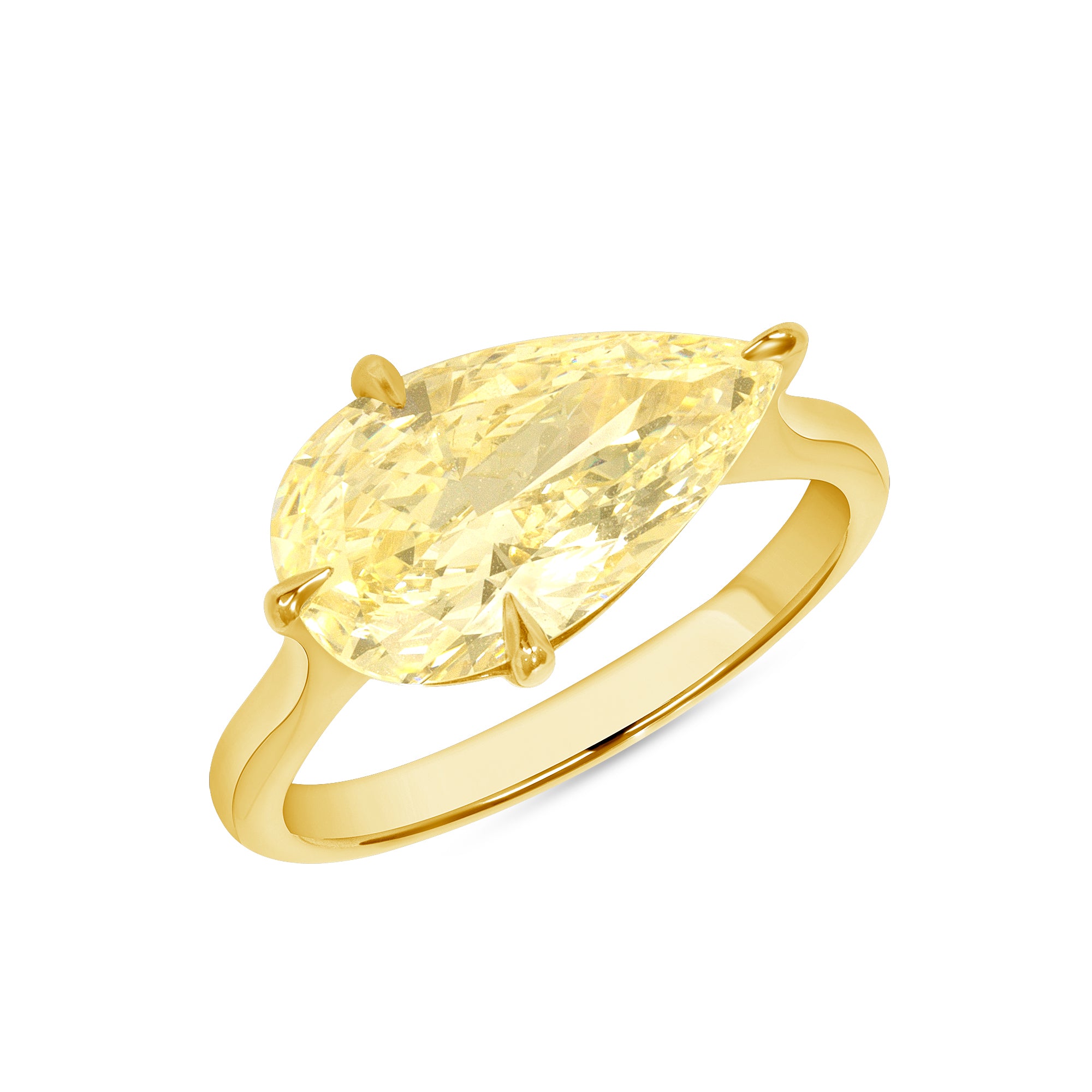 Light Yellow Diamond East West Ring