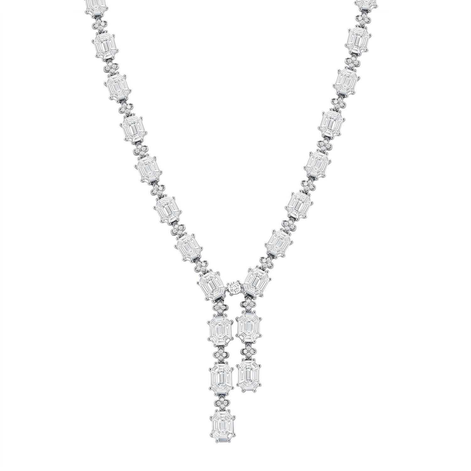 18k White Gold Mix-Cut Diamond Necklace