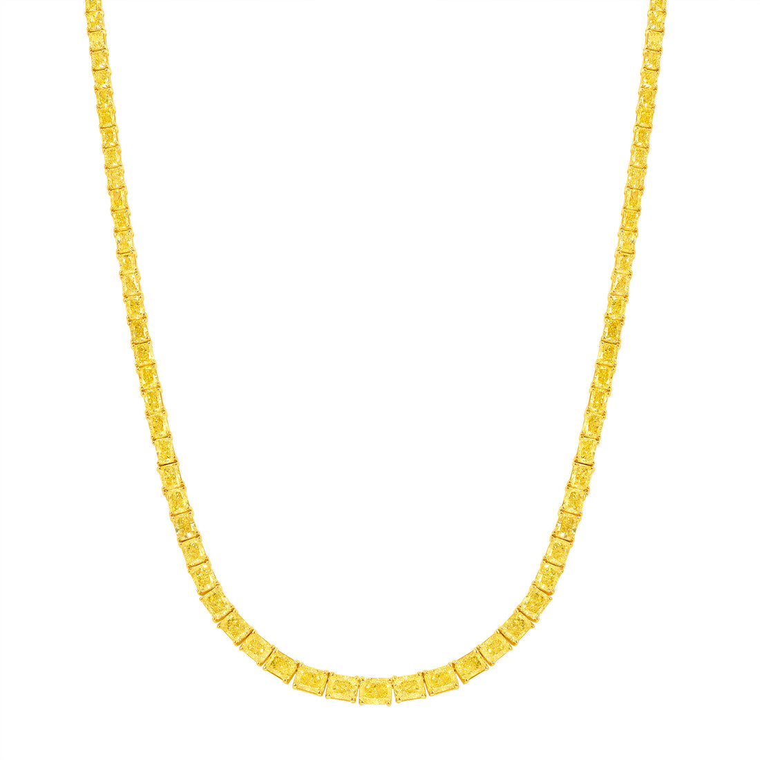 30CT Fancy Radiant Yellow Diamond Tennis Necklace