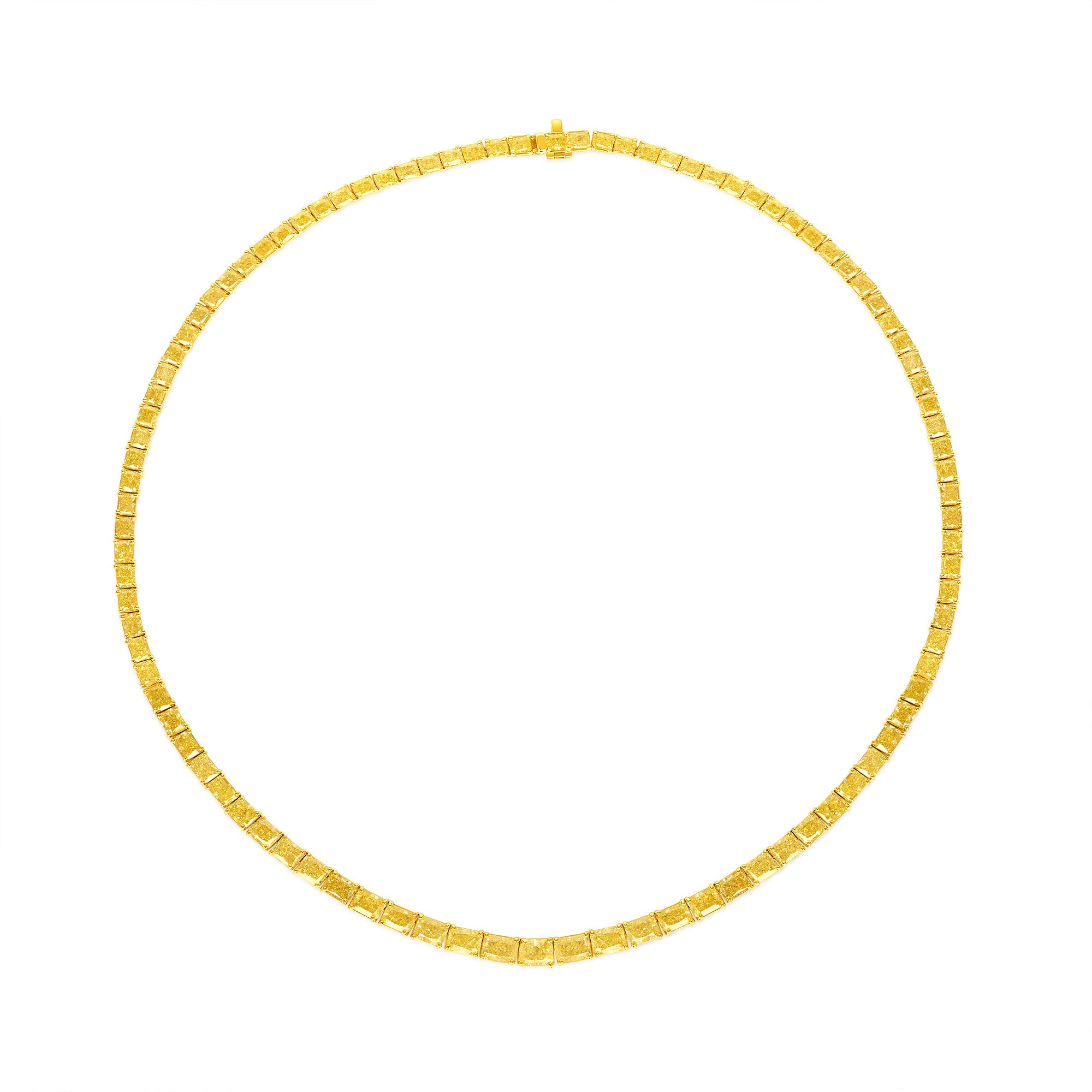 18K Yellow Gold Radiant Fancy Yellow Diamond Tennis Necklace