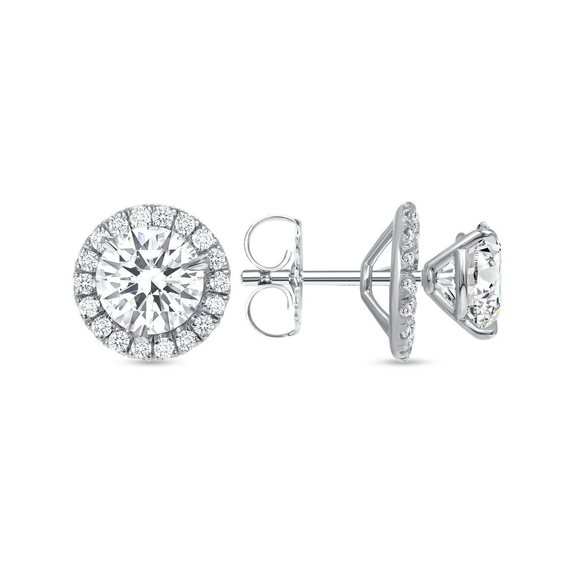 Round Brilliant Diamond Stud Earrings With Diamond Jackets
